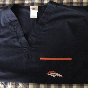 Broncos Scrub Top Navy